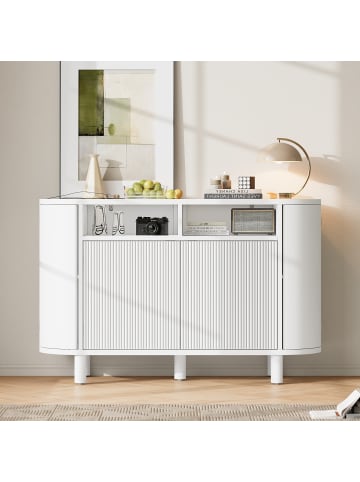 ABRIHOME Sideboard in Weiß mit kühlschrankähnlichen Türen und verstellbaren Füßen