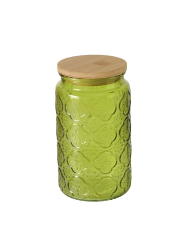 Boltze Ein Glas mit einem Bambusdeckel IMOLA, 1000 ml in Grün, Ø 10 x 17,5 cm