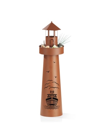 Garvida Dekosäule Leuchtturm LED Beleuchtung Timerfunktion Garten Blumen 70cm