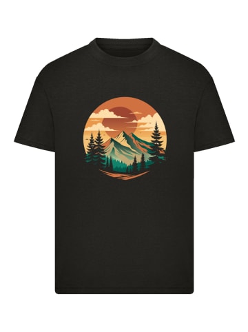 F4NT4STIC T-Shirt Sonnenuntergang Berglandschaft in schwarz