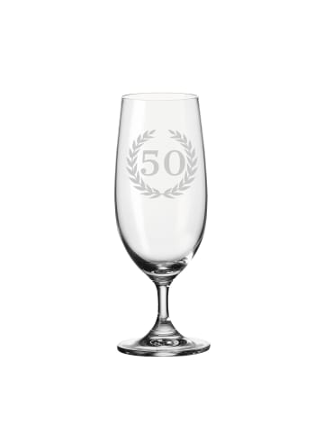 LUXENTU Biertulpe Pilsglas mit Gravur 50. Jubiläum in 360 ml in transparent