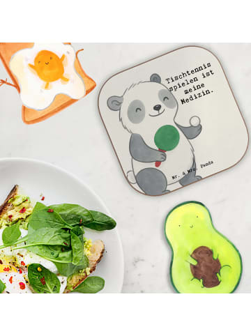 Mr. & Mrs. Panda Untersetzer Glas Panda Tischtennis Design mit S... in Weiß