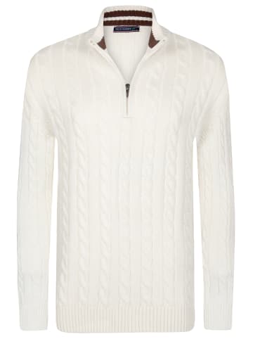 Felix Hardy Zopfmuster Halber Reißverschluss Pullover in Ecru