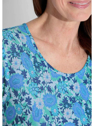 GOLDNER Kurzgröße:  Shirt Shirt in türkis / blau / weiß / gemustert