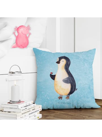 Mr. & Mrs. Panda Zierkissen Pinguin Marienkäfer ohne Spruch in Eisblau