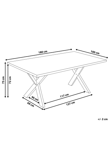 Beliani Esszimmertisch LISALA in Weiß - (W) 100 x (H) 75 x (L) 180 cm
