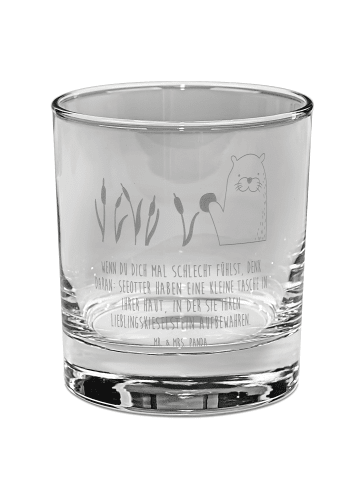 Mr. & Mrs. Panda Whiskey Glas Otter Stein mit Spruch in Transparent