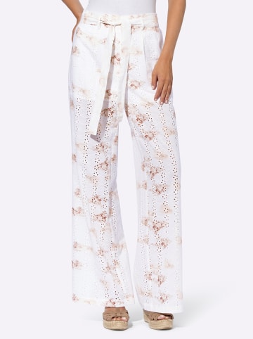 Heine Druckhose in weiß-camel-bedruckt