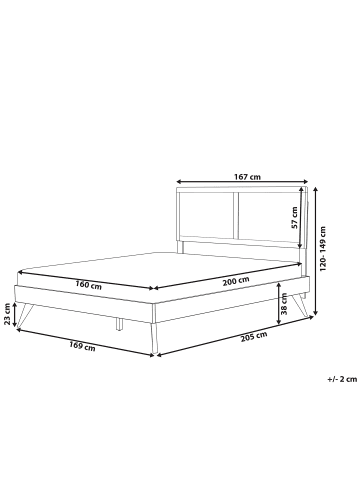 Beliani Doppelbett ISTRES in Braun - (W) 169 x (H) 120 x (L) 205 cm