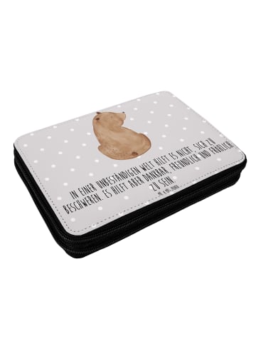 Mr. & Mrs. Panda Menschrmäppchen Bär Schulterblick mit Spruch in Grau Pastell