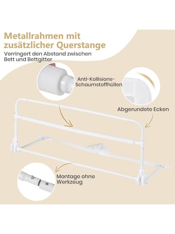 COSTWAY Bettgitter klappbar für Kleinkinder in Weiß