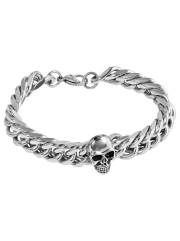 Adeliás Unisex Armband – Panzerarmband Totenkopf aus Edelstahl 22 cm in silber
