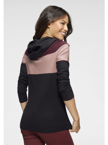 Laura Scott Strickpullover in schwarz-bordeaux gestreift