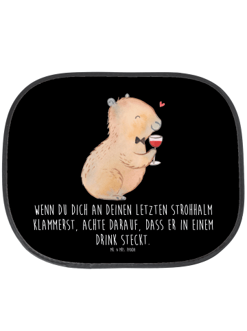 Mr. & Mrs. Panda Sonnenschutz Auto Capybara Wein mit Spruch in Schwarz