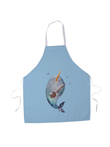 Mr. & Mrs. Panda Grillschürze Narwal Gitarre ohne Spruch in Blau Pastell