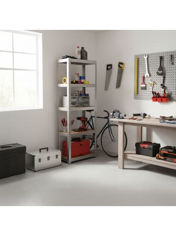 relaxdays Schwerlastregal in Silber - (B)50 x (H)180 x (T)30 cm