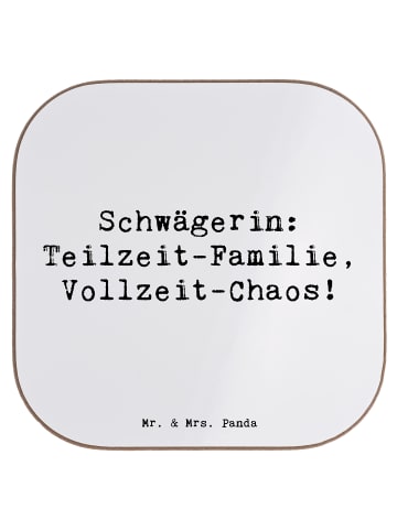 Mr. & Mrs. Panda Untersetzer Schwägerin Chaos mit Spruch in Weiß