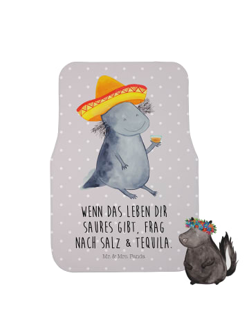 Mr. & Mrs. Panda Auto-Fußmatte Axolotl Tequila mit Spruch in Grau Pastell