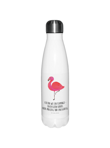 Mr. & Mrs. Panda Thermosflasche Flamingo Classic mit Spruch in Weiß