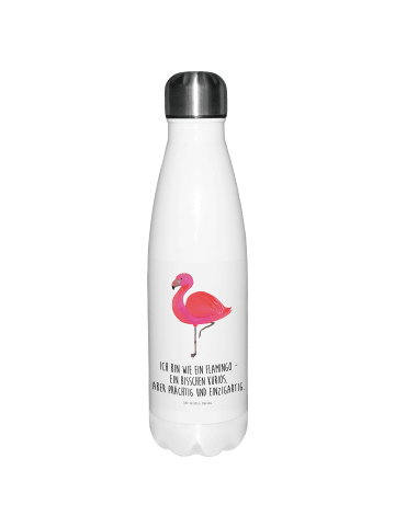 Mr. & Mrs. Panda Trinkflasche Flamingo Classic mit Spruch in Weiß
