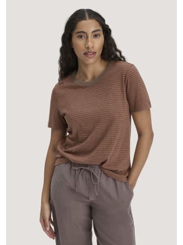 Hessnatur Streifen T-Shirt Relaxed in mocca