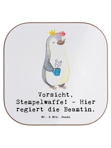 Mr. & Mrs. Panda Bierdeckel Beamtin Stempelwaffe mit Spruch in Weiß