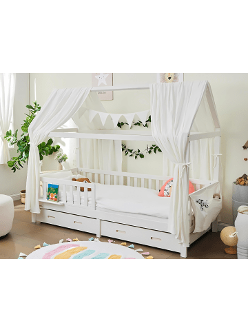 ALAVYA HOME Hausbett Komplett Set mit Musselin DEKO Weiß