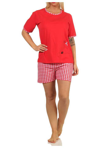 NORMANN Shorty Pyjama Schlafanzug kurzarm Katzen - 65234 in rot