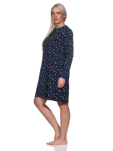 NORMANN Frottee langarm Nachthemd - 82120 in marine