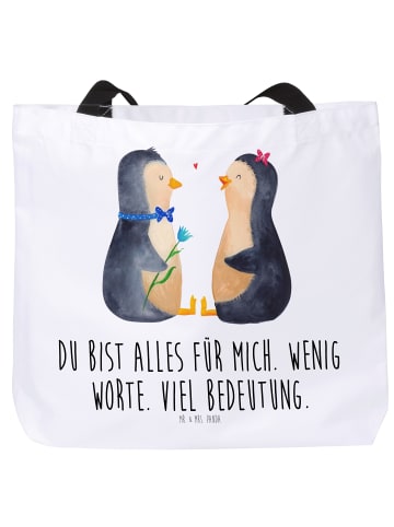 Mr. & Mrs. Panda Shopper Pinguin Pärchen mit Spruch in Weiß