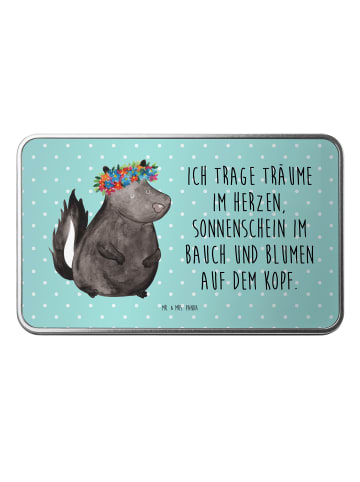 Mr. & Mrs. Panda Metalldose Stinktier  mit Spruch in Türkis Pastell
