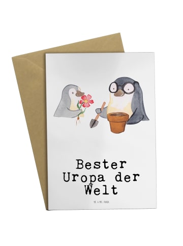 Mr. & Mrs. Panda Grußkarte Pinguin Bester Uropa der Welt mit Spruch in Weiß