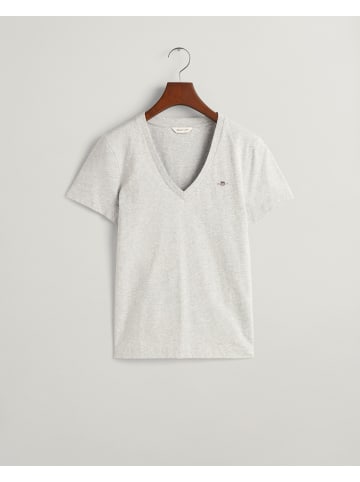 Gant V-Shirt in Light Grey Melange