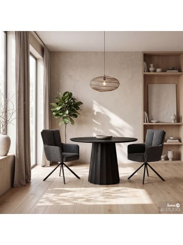 home24 Drehbarer Armlehnenstuhl SALVIN 2er-Set in Dunkelgrau