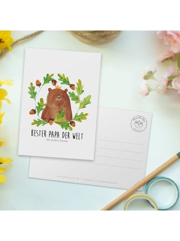 Mr. & Mrs. Panda Postkarte Bär König mit Spruch in Weiß