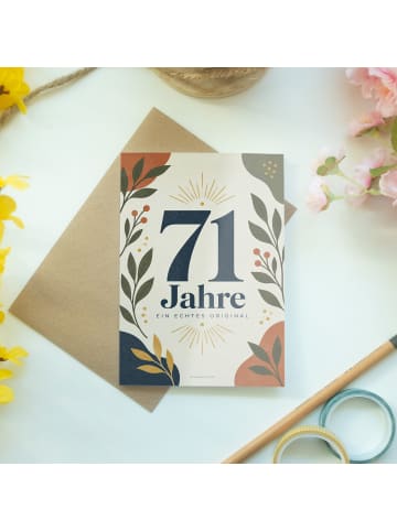Geburtstagskarte 71. Geburtstag Zahl stilvoll D... in Weiß