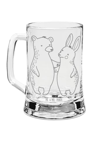 Mr. & Mrs. Panda Glas Bierkrug Bär und Hase Umarmen ohne Spruch in Transparent