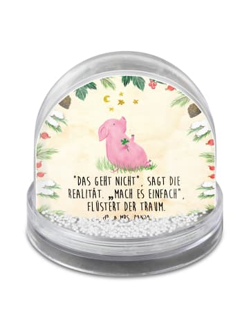 Mr. & Mrs. Panda Schneekugel Weihnachten Schwein Glück mit Spruch in Naturpapier