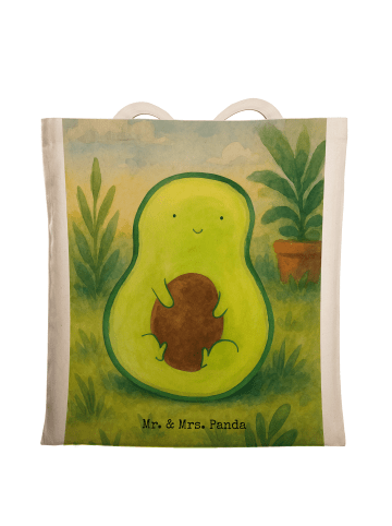 Mr. & Mrs. Panda Tasche Avocado Kern Design ohne Spruch in Weiß