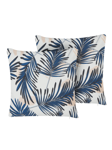 Beliani 2er-Set Gartenkissen ELATI in Blau/Weiß/Beige