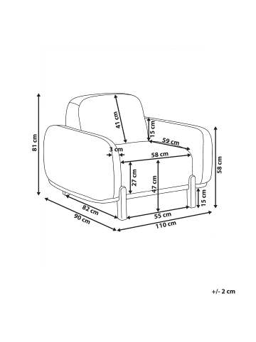 Beliani Sessel ODNES in Weiß/Braun - (W) 110 x (H) 81 x (L) 90 cm