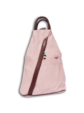 Florence Leder Cityrucksack, Schultertasche Florence Rucksack rosa, braun ca. 26cm