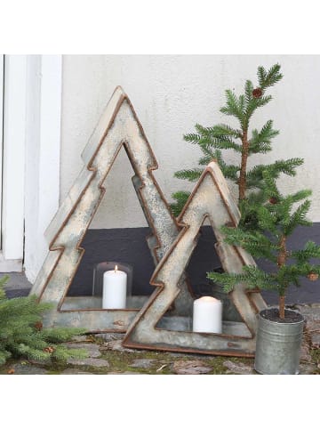 Chic Antique Deko-Weihnachtsbaum mit Kerzenhalter in Antique Zink