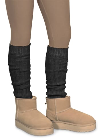 normani 2 Paar Strickstulpen mit wärmender Alpakawolle in Anthrazit/Beige