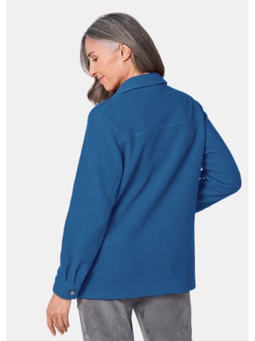 GOLDNER Kurzgröße:  Lässige Wolljacke mit Hemdkragen in atlantikblau