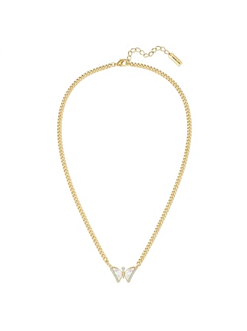Yokoamii Kette Schmetterling aus Messing mit Zirkonia Perlmutt in gelbgold