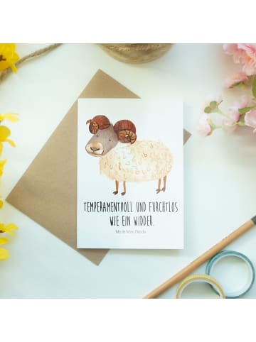 Mr. & Mrs. Panda babykarte Sternzeichen Widder mit Spruch in Weiß