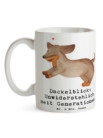 Mr. & Mrs. Panda Becher Kurzhaardackel Dackelblick mit Spruch in Weiß
