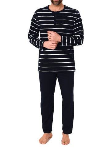 NORMANN langarm Pyjama Schlafanzug Streifen - 68138 in marine