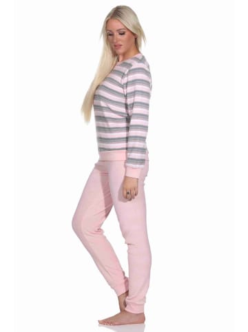 NORMANN Frottee Schlafanzug langarm Pyjama Bündchen - 77687 in rosa
